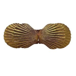 Dotty Smith Signed 1970s Gold Tone Shell Belt Buckle, Vintage for 1/2" belt